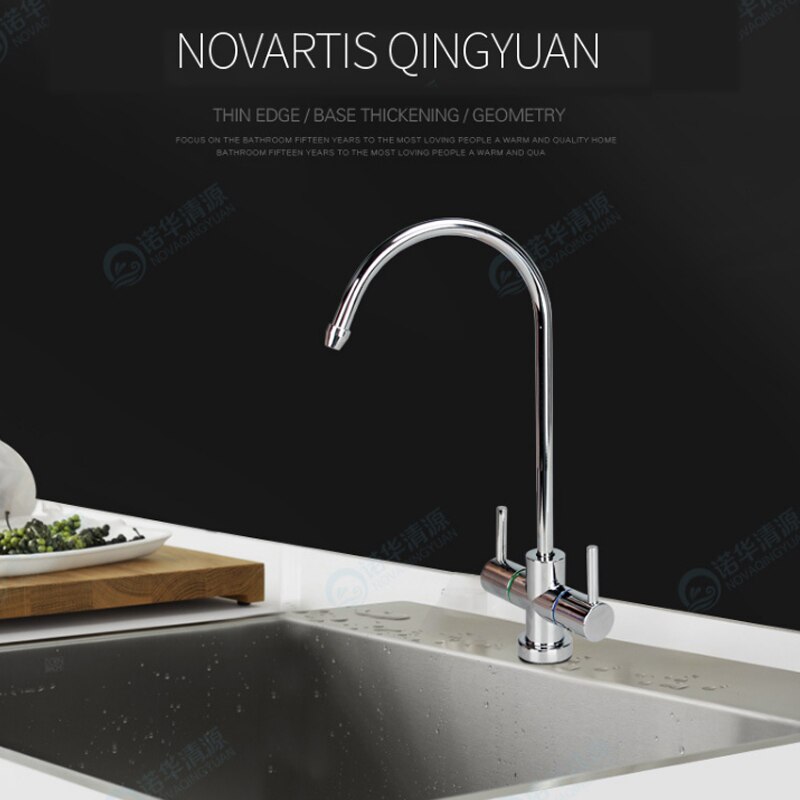 Rvs Dubbele Outlet Kraan Set Waterzuiveraar Tap Keuken Ro Kraan Dubbele Inlaat En Uitlaat Tap 1/4 Inch Connect slang