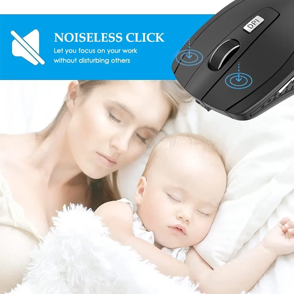 Mysz bezprzewodowa Cicha mysz 2.4G Przenośna mobilna optyczna mysz biurowa Regulowane poziomy DPI do notebooka PC Laptop MacBook