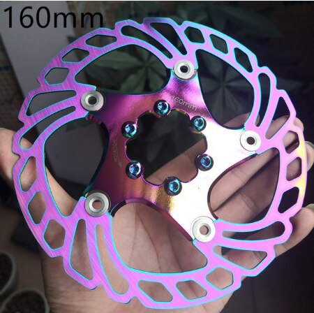 neue MTB 140/160/180/203mm Fahrrad bremsscheibe Straße Schwimm Fahrrad Bremse Sechs Nagel Rabatt für Mountainbike Bremsscheiben: Regenbogen  160mm