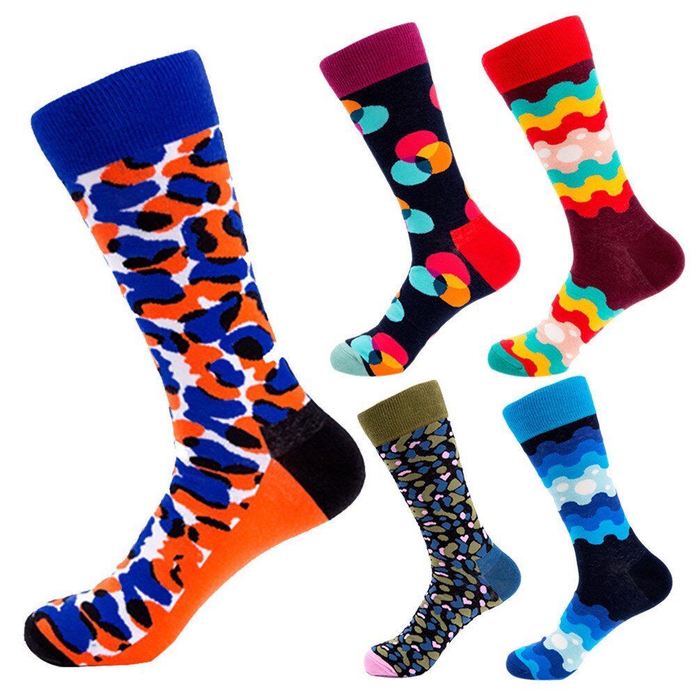 25#  kleurrijke herfstsokken voor dames in buis casual katoenen sokken met print bedrukte meerkleurige sokken носки мужские длинные