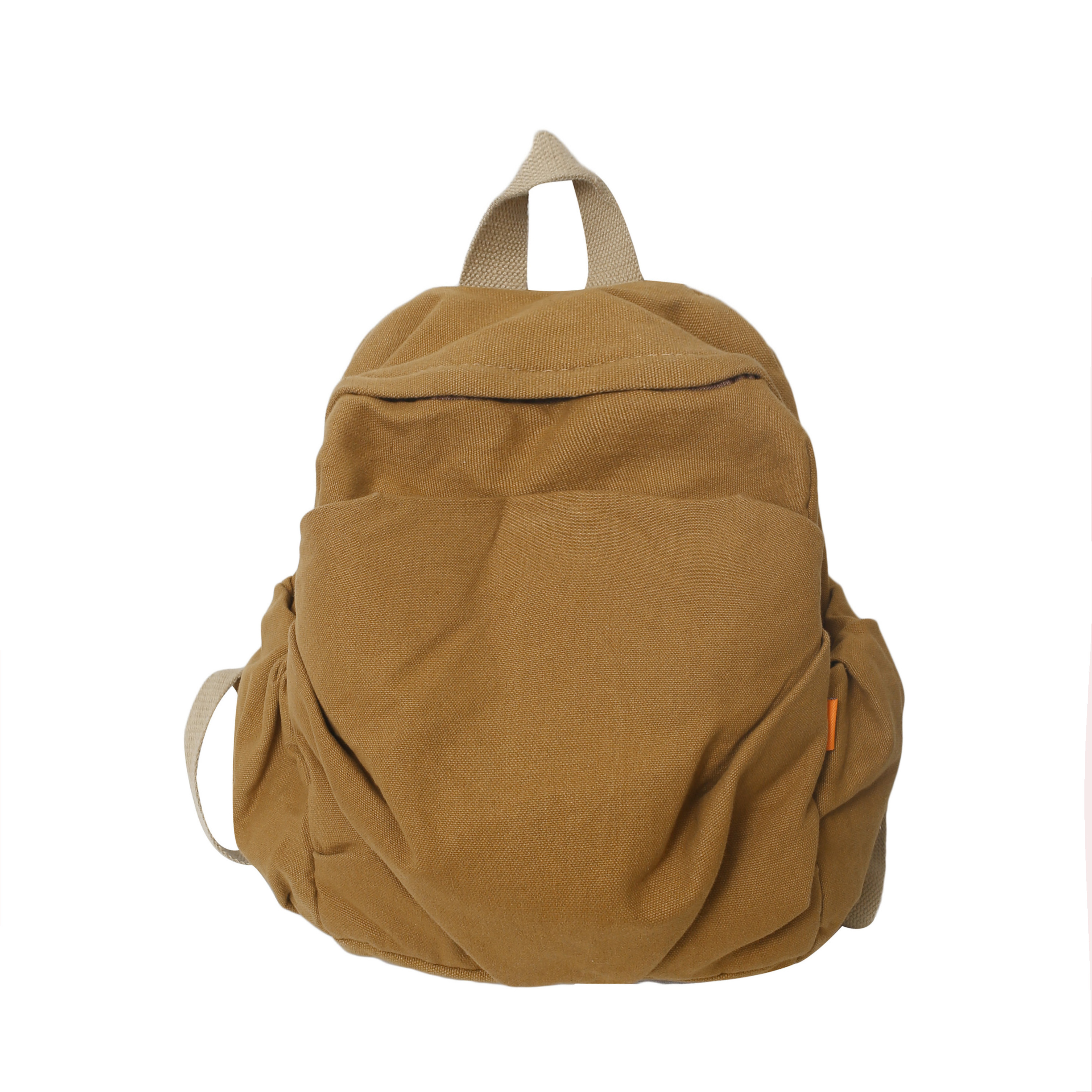 100% Baumwolle kleine Rucksäcke solide schwarz Freizeit oder Reisetaschen weiche Leinwand Pakete für Frauen hochwertige Tuch Umhängetaschen: Kakifarbig