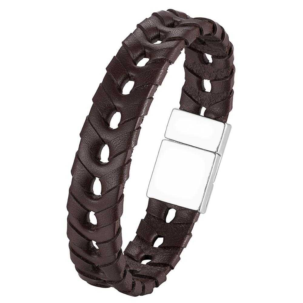 Mannen Mode Gevlochten Armband Mannen Zwart Lederen Armband Legering Gesp Mannen Sieraden Gesp: 10