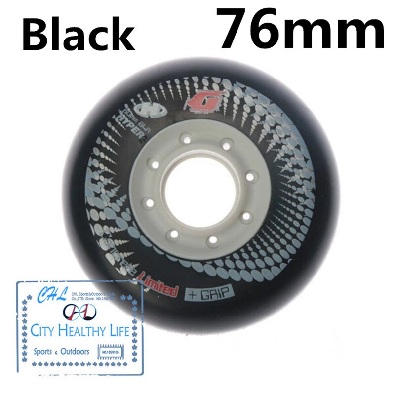 [72mm 76mm 80mm] 100% Original 84A SEBA Hyper + G Griff Beton Inline Rollschuhe Rad rollschuh FSK Slalom Bremsen Rad: Schwarz 76mm