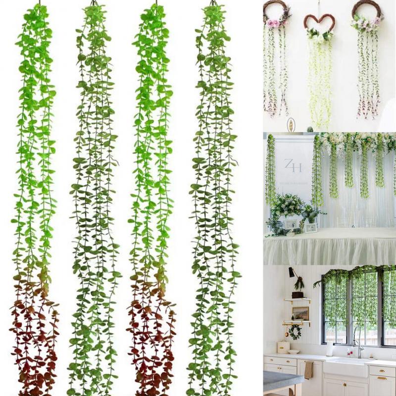 Simulation Green Plant Vine Green Radish Home Decoration Vine Leaves Chlorophytum Wall Hanging Eucalyptus Rattan Hanging Plant