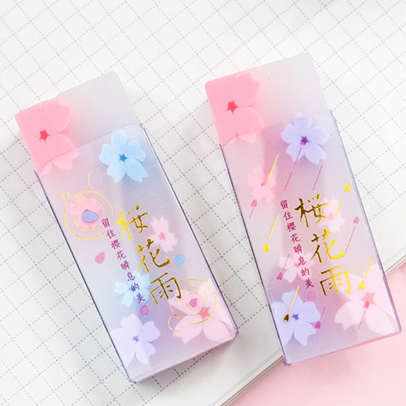 Adorables gommes à crayon en fleurs de cerisier, gomme translucide en forme de Sakura