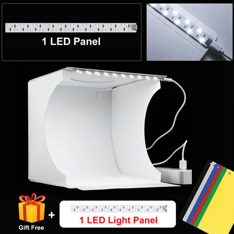 PULUZ Photobox Mini Cameras For Photography Softbox Studio Folding Lightbox Kit Portable Shooting Light Tent with 6 Backdrops: 1 LED Lightbox