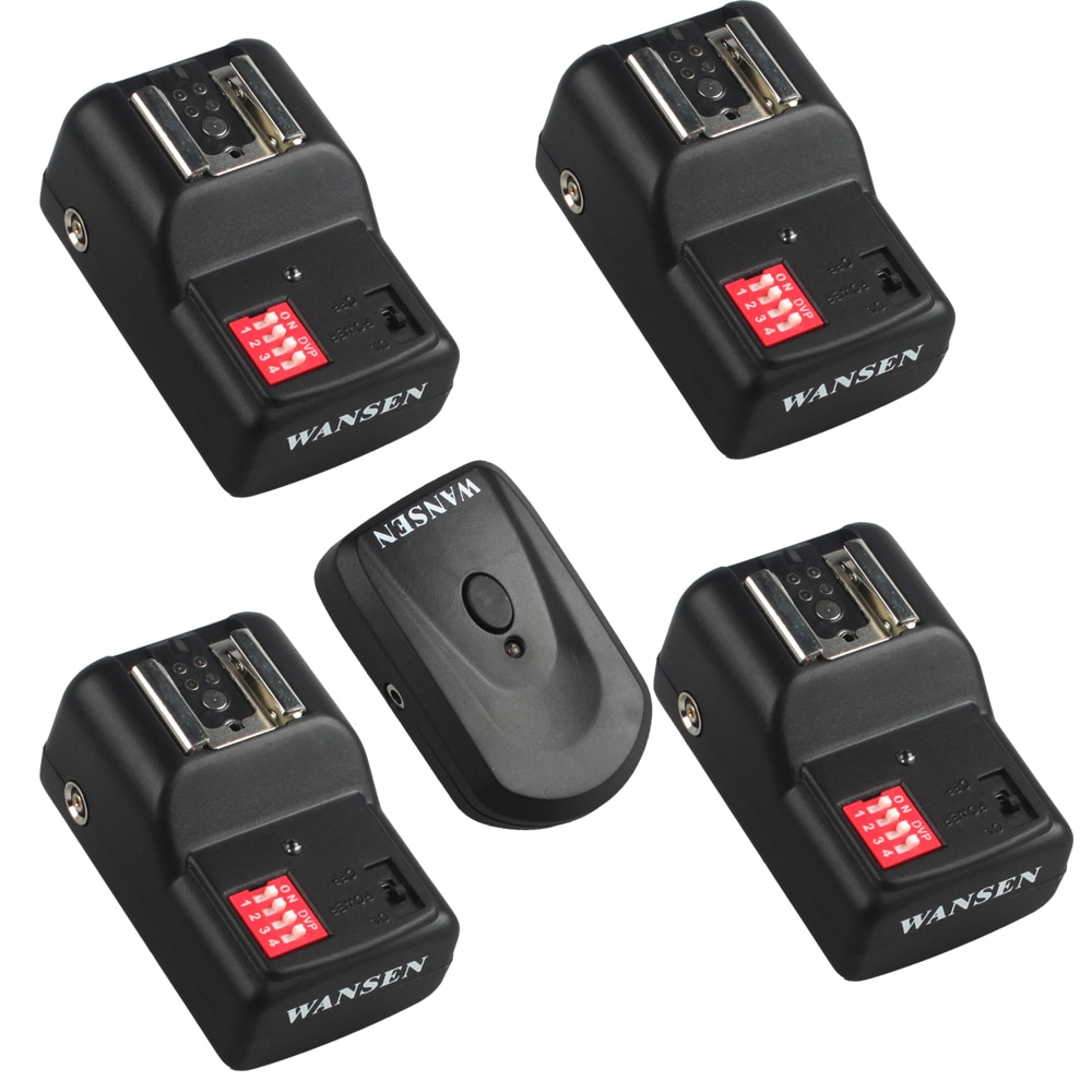 WANSEN-disparador de Flash Speedlite remoto inalámbrico, con 4 receptores para Canon, Nikon, Pentax, Olympus, DSLR, sincronizador de linterna