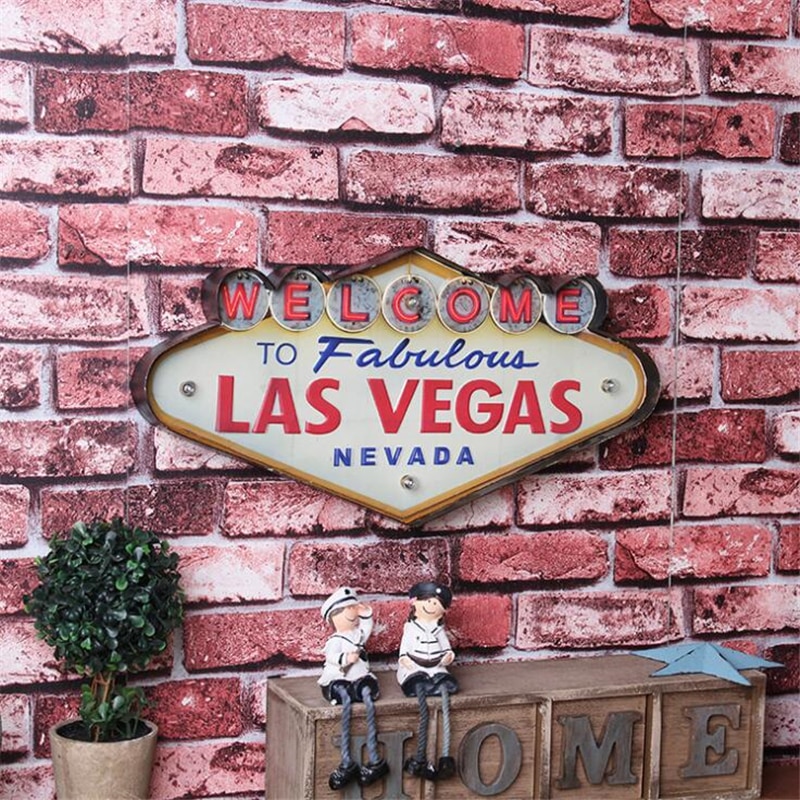 Las Vegas Neon Sign Decorative Painting Metal Plaque Bar decor Wall lamp Decor Illuminated Plate Welcome Arcade Neon adversting