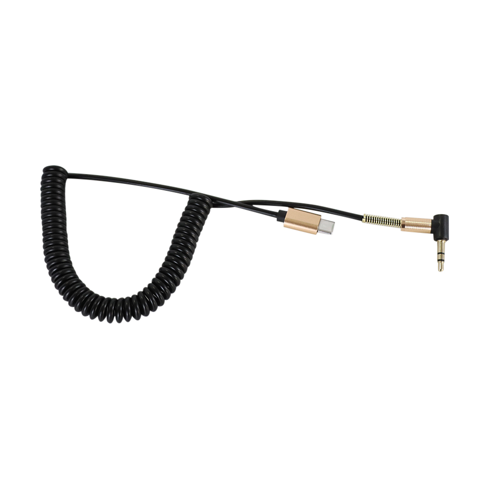 Usb C Naar 3.5Mm Auto Veer Intrekbare Audio Kabel Voor Iphone 15 3.5Mm Naar 3.5Mm Jack Aux Kabel Luidspreker Elleboog Adapter