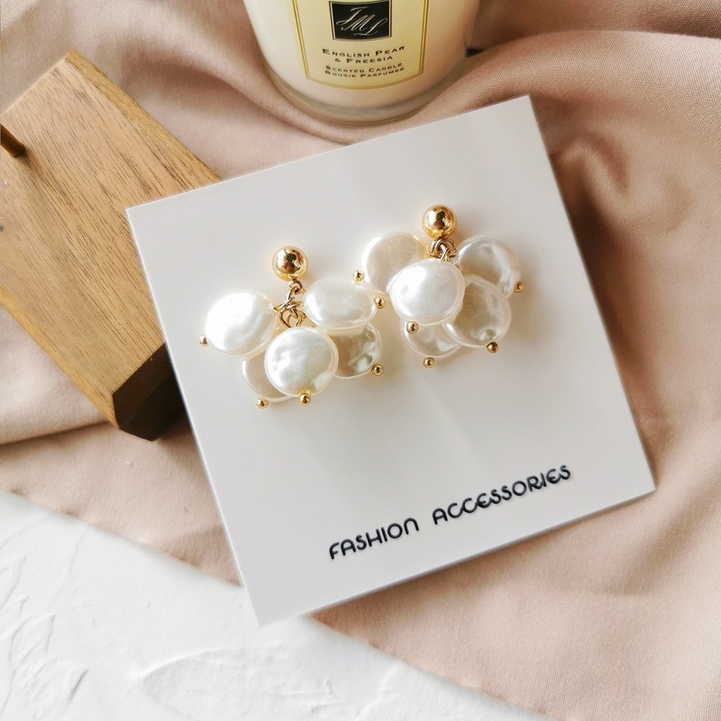 Acryl schelp clip oorbellen zonder gaatjes voor vrouwen, barokke platte parels zonder gaatjes