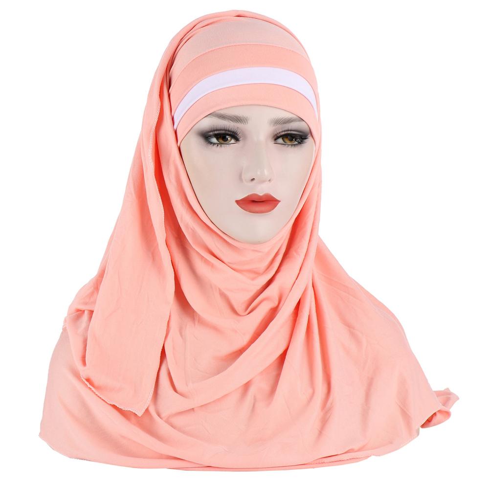 Bufandas musulmanas de dos colores para mujer, hiyab de doble bucle, bufanda deslizante, para tirar sobre el crepé, práctica bufanda estilo chal, novedad de: 7