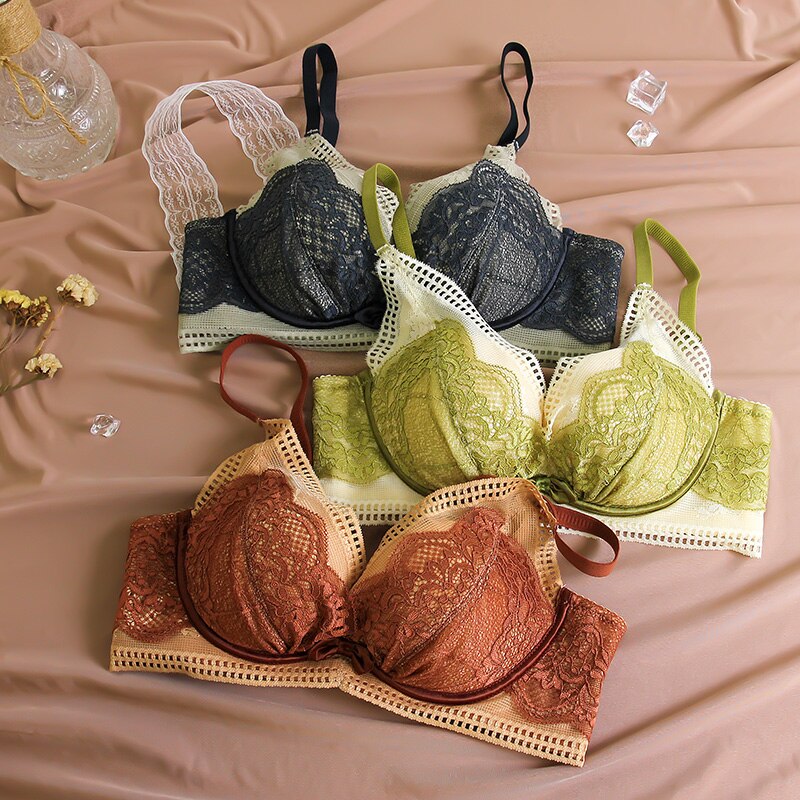 【Limited Edition】Modal Ladies Lace Underwear Small Breasts Gather Without Underwire Bra Big Breasts Show Small Sexy Bra Women