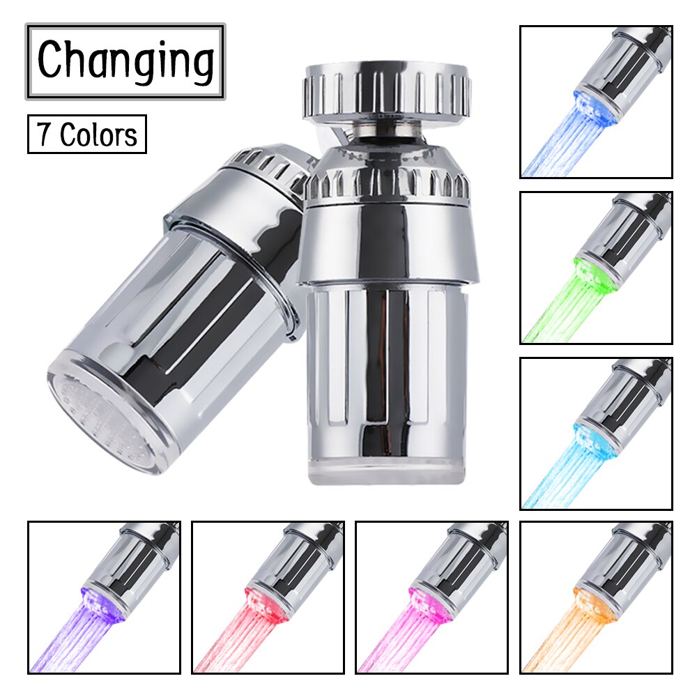 360 Degree Rotation Color Automatically RGB Shower Hydroelectric Power Temperature Sensor Light Water Tap Glow LED Faucet
