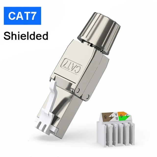 ZoeRax RJ45 Cat8 Cat7 Cat6A Connector Toolless Shielded/Unshielded Ethernet Termination Plug for 23~26AWG STP/UTP Ethernet Cable: green / 1.2m