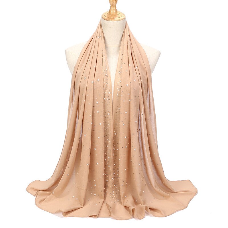 Chiffon Hijabs Schal Turbane Chiffon Schals für muslimische Schleier islamische malaysische Frauen Schleier Hijabs Schal lange Schals: Gold
