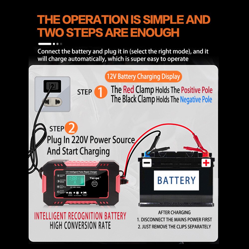 Fast Power Charging Agm Gel Wet Pulse Repair Full Automatic Wet Dry Lead Acid Battery Charger Car Battery Charger 12V 6A