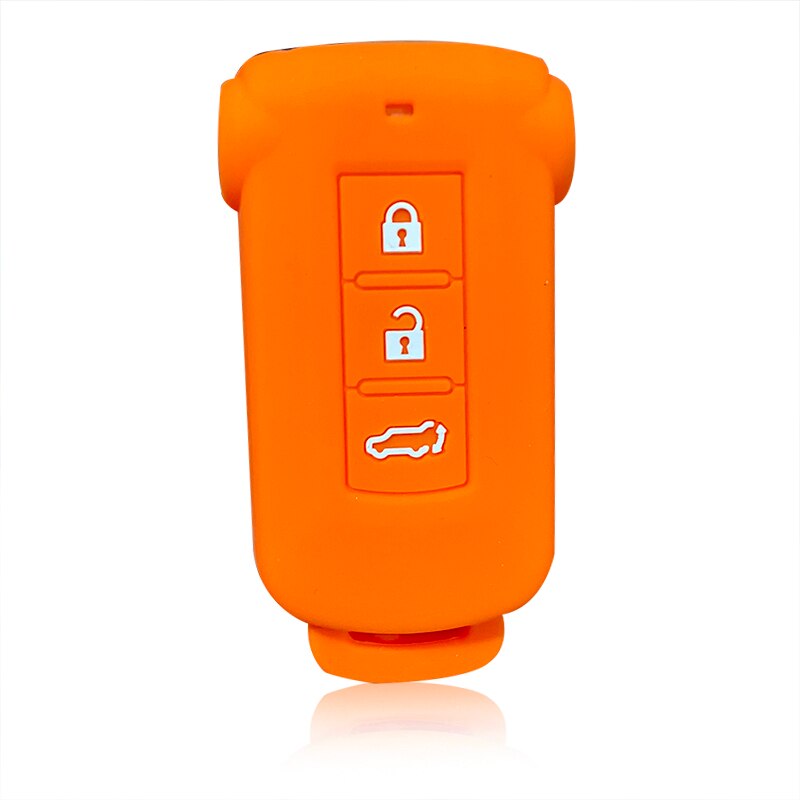 Silica Gel Car Key Cover Case For Mitsubishi Outlander Pajero Delica Key Holder Remote Control Case For Keychain Alarm: Orange