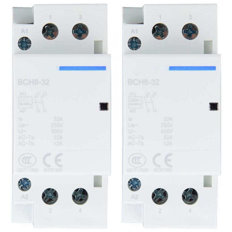 contator 2P 32A Low Power Consumption Household DIN Rail AC Contactor 1NO1NC 50/60HZ Household ac Modular contactor
