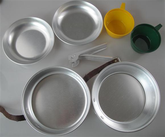 Lichtgewicht Compact aluminium aluminium 2 persoon cook set camping Kookpot Pan Sets met plastic cup