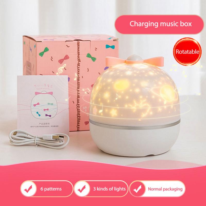 Star Music Projector Night Light Universe Starry Sky Rotate Chargeable LED Lamp Romantic Star Kids Home Bedroom Party Decor: Music box