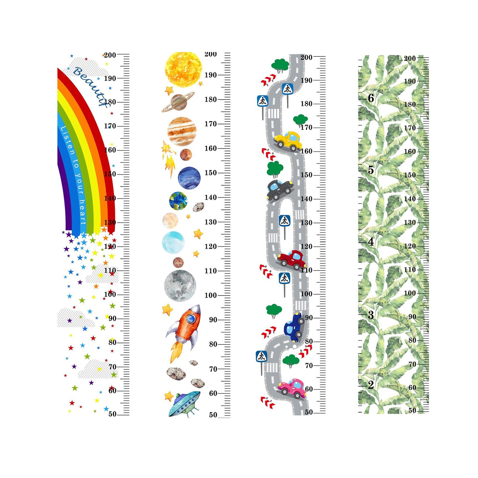 Baby Growth Chart Ruler Wall Decor Sticker for Kids, Wall Ruler Measure Chart, PVC Cartoon Height Chart DIY Wall Stickers