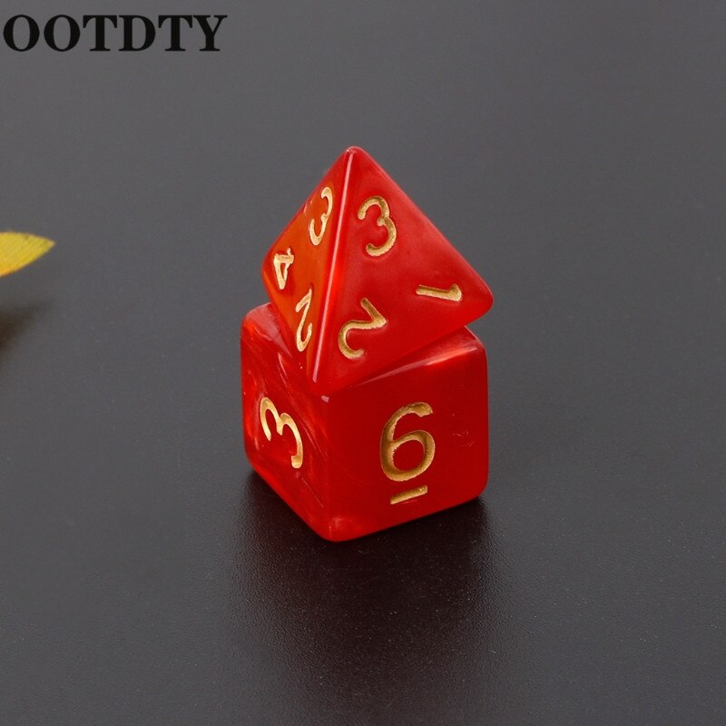 OOTDTY 7 pièces dés polyèdres numéros d'or pour Dragon Pathfinder D20 D12 2xD10 D8 D6 D4 jeu polyèdre dés