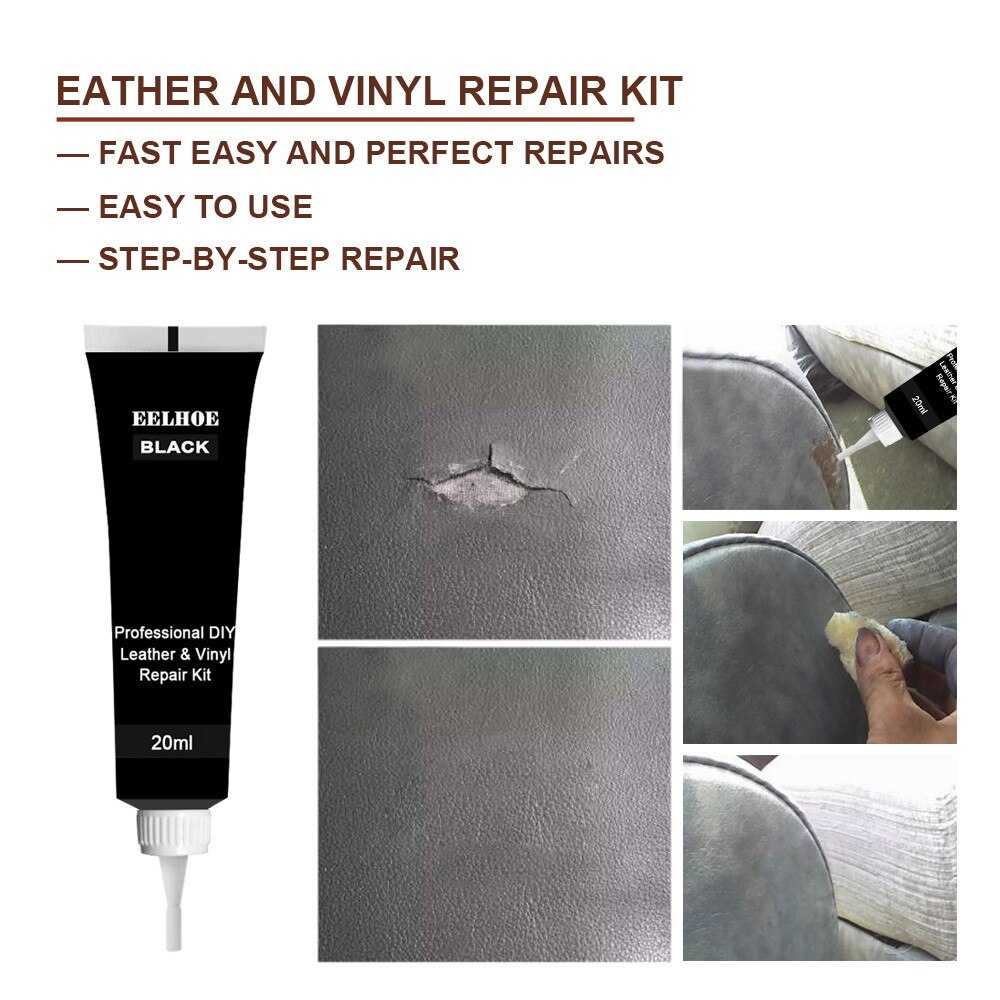 Black Leather And Vinyl Repair Kit - Furniture Couch Car Seats Sofa Jacket Shoes Cleaner Skin Repair Paint Dec #G
