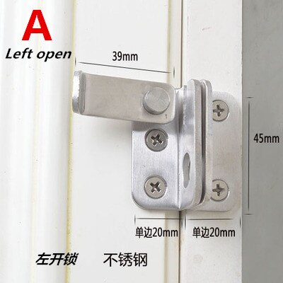 Security Stainless Steel Door Window Latch Lock with Screw DIY security door bolts Latches buckles Bolts: Left open