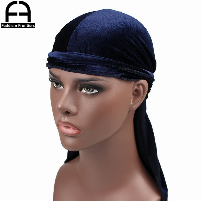 Men's Velvet Durags Bandana Turban Hat Wigs Doo Men Durag Biker Headwear Headband Pirate Hat Hair Accessories: Navy