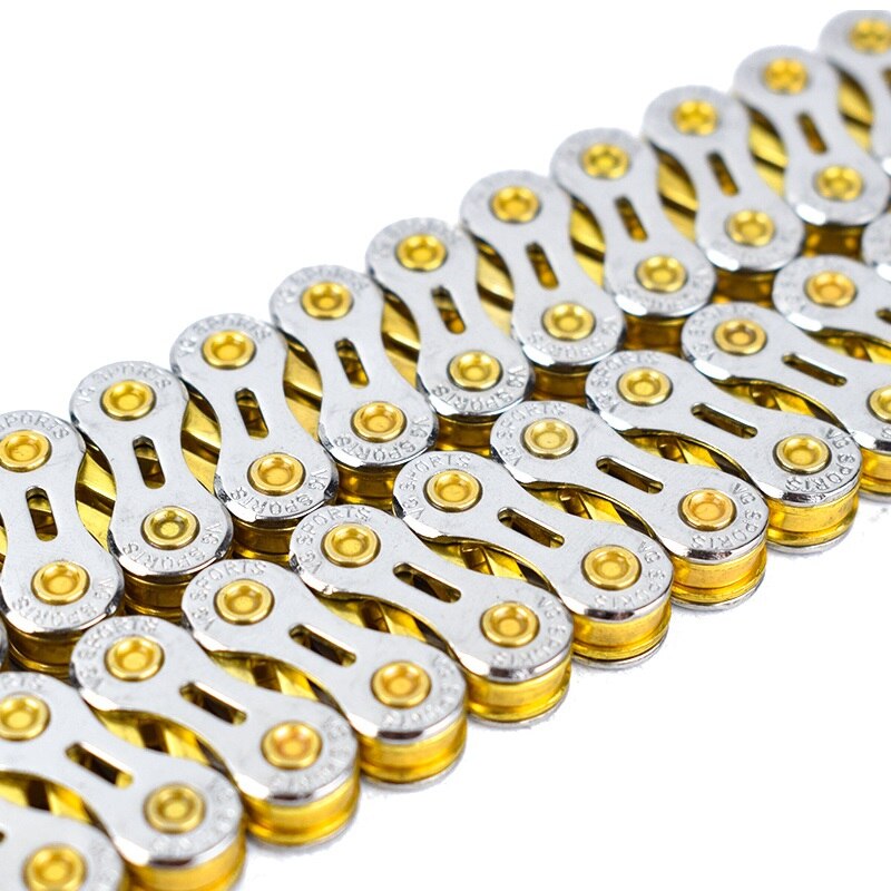 MTB Road Bike 8 9 10 11 Speed SL Chain Silver Golden Half Hollow Chain Missing Link 116L Chain For Shimano SRAM Campanolo System