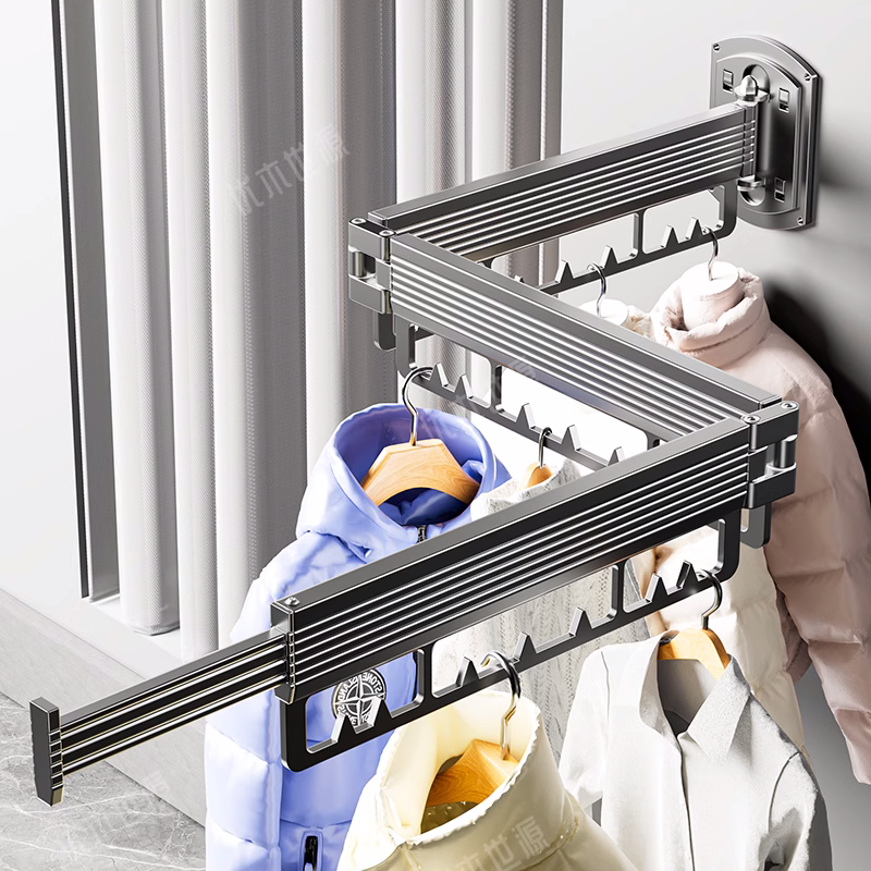 Tendedero de ropa de montaje en pared, armario retráctil plegable de alta resistencia, colgador de ropa, tendedero extensible plegable giratorio