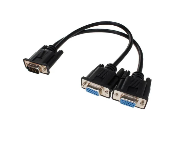 Câble répartiteur VGA mâle vers femelle, 1 ordinateur vers les touristes, 2 moniteurs, adaptateur Y, fil VGA pour PC, ordinateur portable, directions matérielles: Black