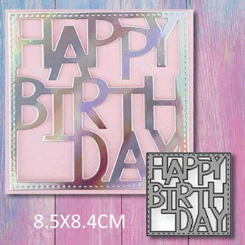 Irregular Happy Birthday Letter Metal Cutting Dies Stencil Scrapbooking DIY Album Stamp Paper Card for Handmade Greeting Cards E