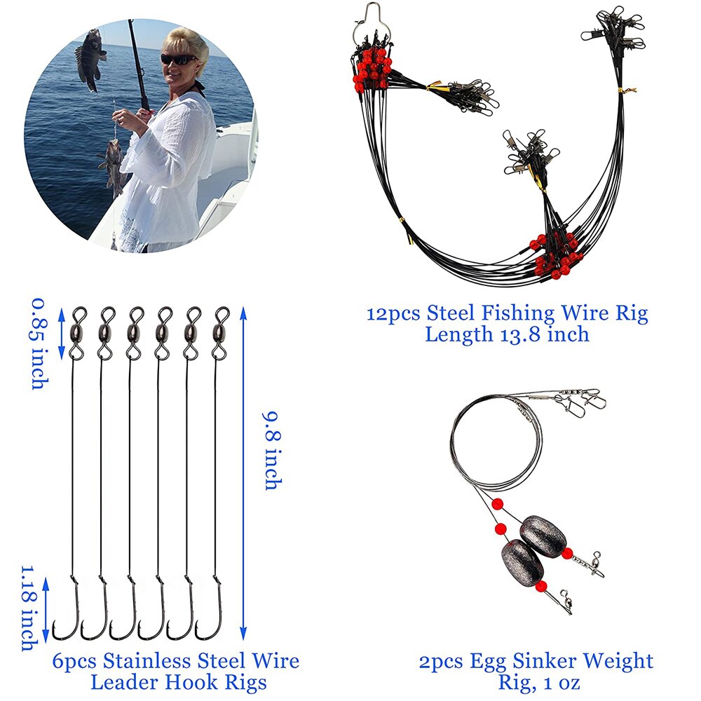 131pcs Fishing Tackle box Surf Fishing Lure Kit Carp Fishing Leader Rigs Saltwater Lure Fishing Hooks Swivel Hard Bait Set