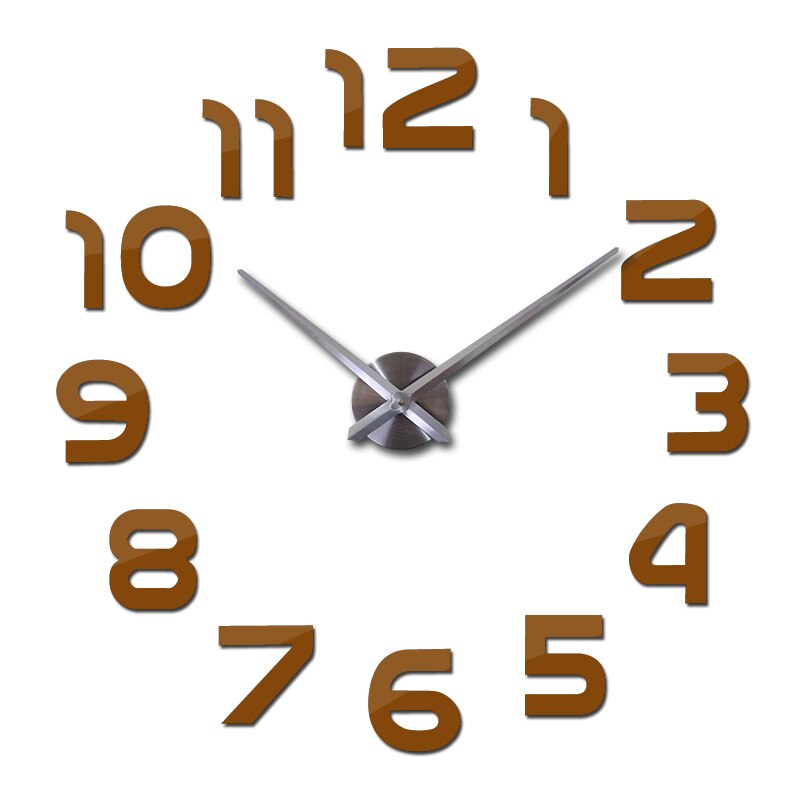 Real begrenzte quarzuhr big diy 3d spiegel aufkleber Metall wanduhr moderne kunst uhren hause dekoration: Schokolade / 37inch