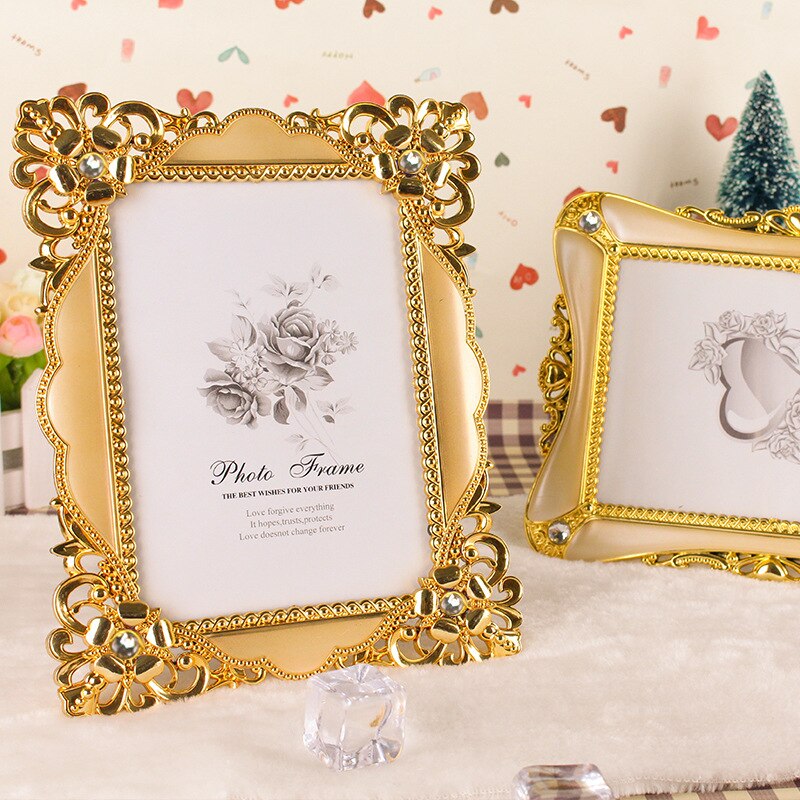 Retro 7 Inch Photo Frames Wedding Photography Photo Frame Wedding Gold Plastic Certificate Frame Poster Decoration Ornaments