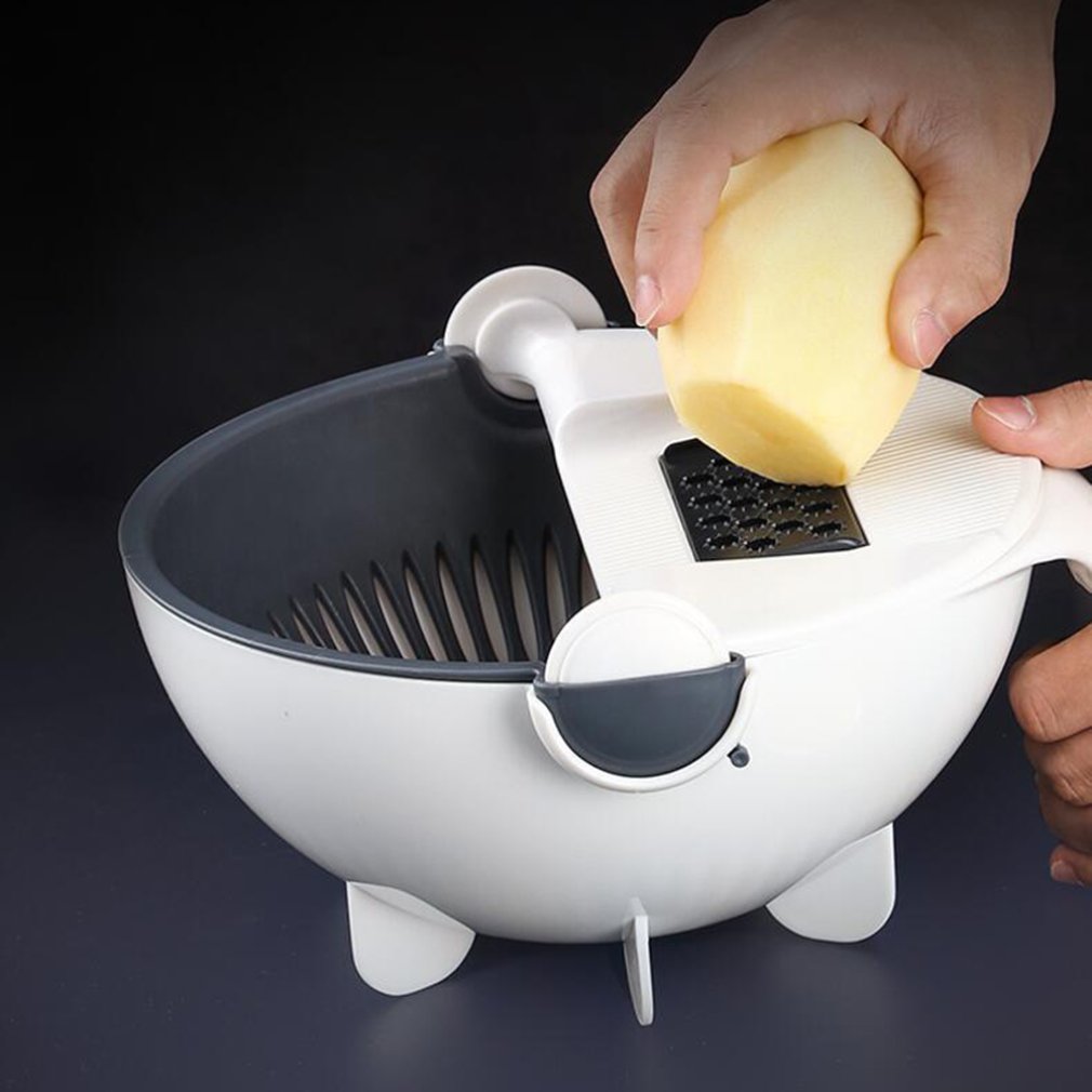 Rotation Vegetable Basket Rice Basket Fruit Bowl Fruit Tray Storage Double-layer Drain Kitchen Basket