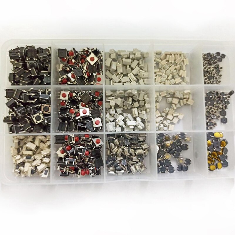 750 Pcs 15 Waarde Tactile Drukknop Mini Schakelaar Voor MP3 Lcd Monitor Auto Afstandsbediening Momentary Assortiment Kit