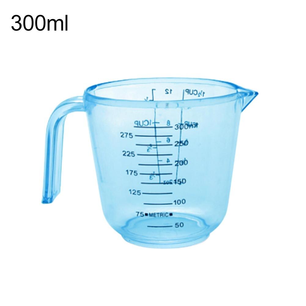 150/300/600ml Plastic Measuring Cup Transparent Blue Mug Pour Spout Clear Liquid Measure Beaker JugCup Container: Blue300ml