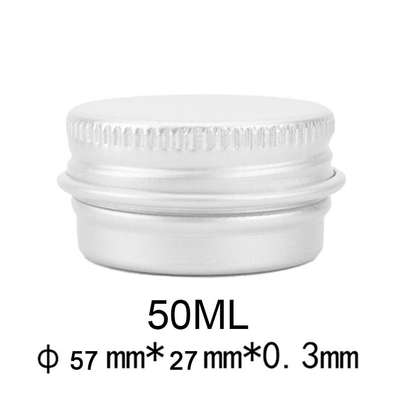 protable Small Aluminum box Refillable Containers Empty Cosmetic Silver Cans Round Screw thread Lip Cream Travel Packing Makeup: 50ml