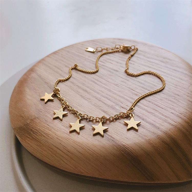 Louleur 925 Sterling Silver Star Anklets Romantic Chain Charm Gold Anklets for Women Summer Foot Jewelry: Default Title