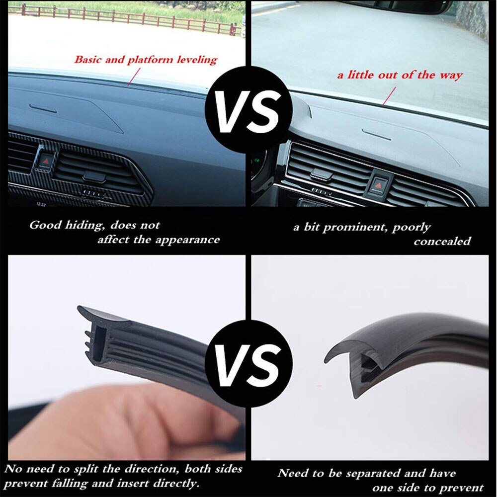 Universal Car Sealing Strip 2M Black Car Dashboard Soundproof Sealing Strip Sound Insulation Auto Sealing Strip