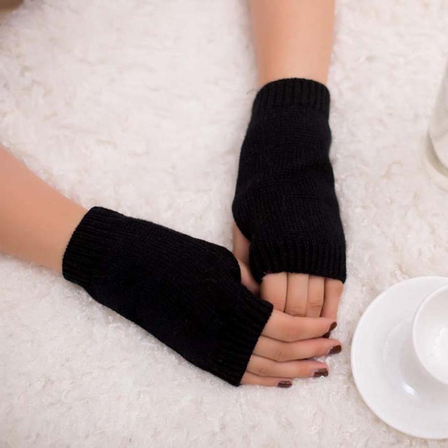 Muqgew Mooie Vrouwen Meisje Prachtige Gebreide Haak Arm Vingerloze Warm Thermische Winter Handschoenen Zachte Warme Handschoen Wanten: Black