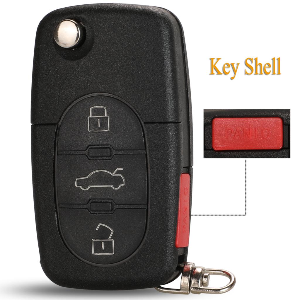 Kutery 3+1 Buttons Remote Flip Car Key Shell Case Fob For VW Volkswagen Passat Jetta Golf Beetle 1998 1999 2000 2001