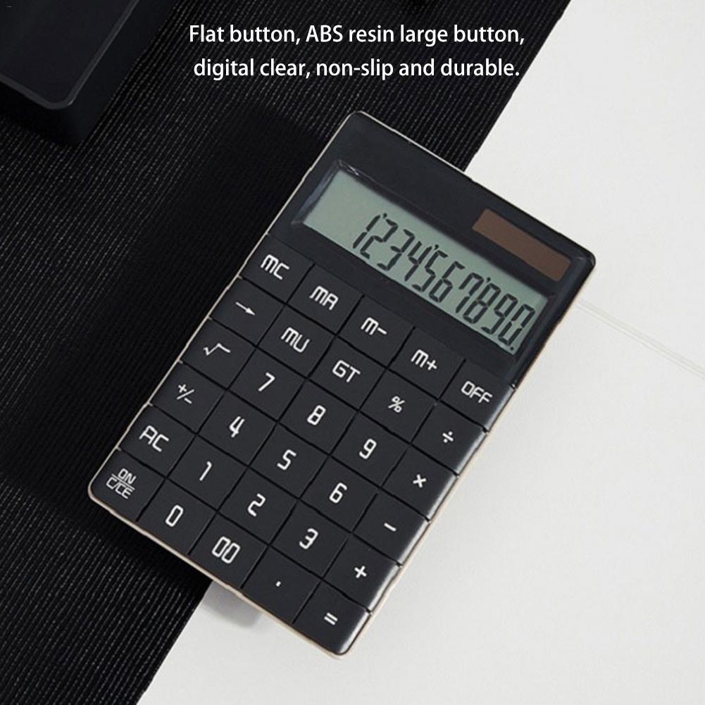 12-bit Calculator Breedbeeld Dual Power Platte Knop Eenvoudig Kantoor Rekenmachine Basic Rekenmachine Desktop Rekenmachine