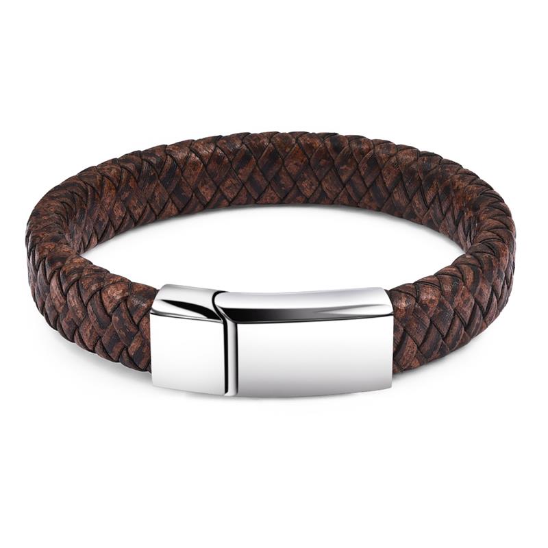 Hanessa Bracelet surfeur en cuir noir ancre pour homme - Bij