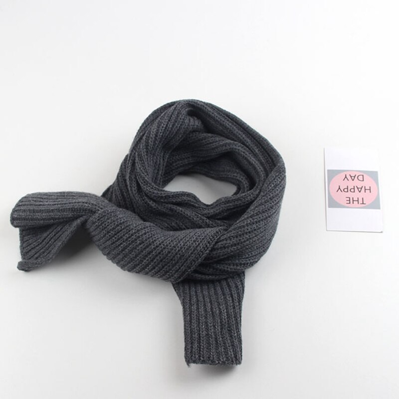 Autumn Winter Boys Girls Baby Kids Children Solid Scarf Warm Knitting Knitted Knitwear Collar Scarves Neckerchief S9773: Grey