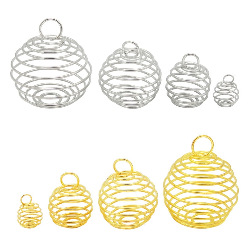 10-40 pièces spirale perle Cages pendentifs porte-pierre breloques collier Cage pendentifs pour la fabrication de bijoux résultats accessoire