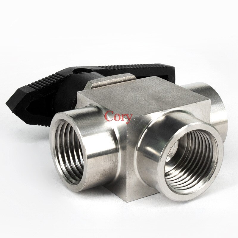 Válvula de bola de tres vías, rosca hembra G1/8 &quot;G1/4&quot; G3/8 &quot;G1/2&quot; G3/4 &quot;BSP, acero inoxidable 304, YFP-2B de temperatura de alta presión, 1 ud.