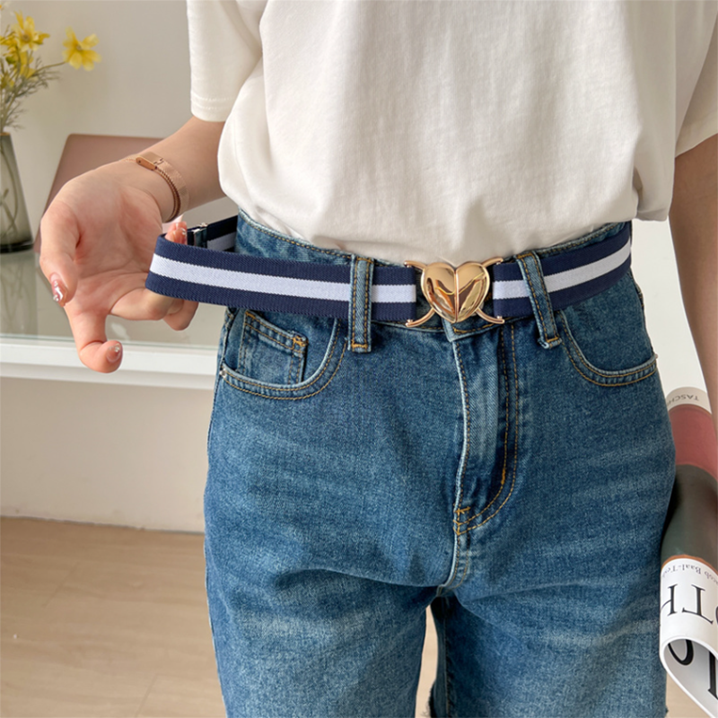 Cinturones elásticos multicolores para mujer y niña, cintas elásticas ajustables con hebilla en forma de corazón, accesorios para la cintura